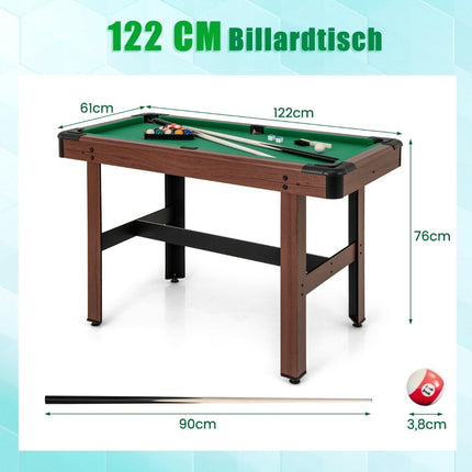 Koka biljarda galds ar aksesuāriem, 122 cm - zaļš filcs