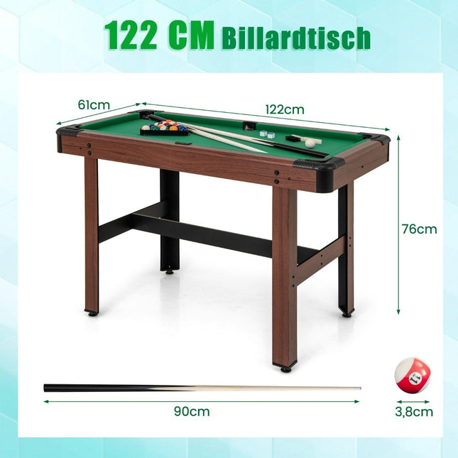 Koka biljarda galds ar aksesuāriem, 122 cm - zaļš filcs