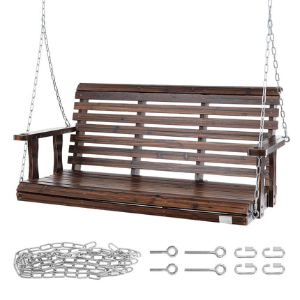 Wooden Porch Swing 4.5 ft, 880 lb Capacity, Chains