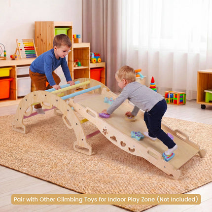 Koka šūpoļu kāpšanas arka ar spilvenu – Montessori bērnu kāpējs