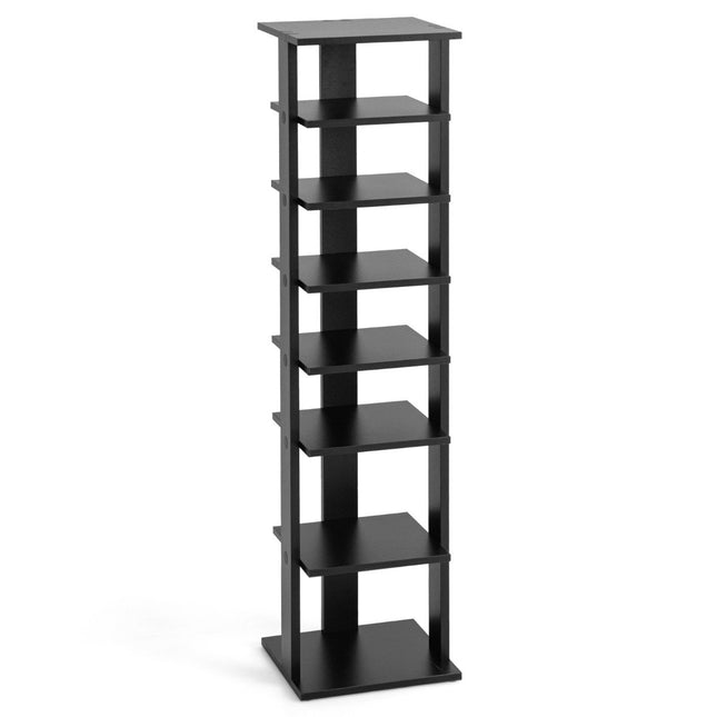 Koka apavu plaukts, 8 līmeņi, vertikāls, 27,5x26,5x110 cm, melns