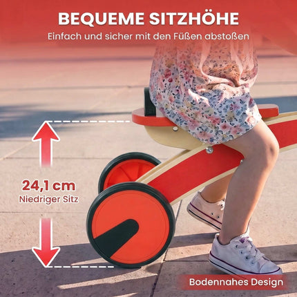 Koka mazuļu braucamā automašīna, sarkana, EVA riteņi, vecums 2-3 gadi