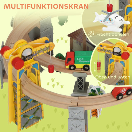 Koka vilciena komplekts, 100 detaļas, magnētiskais celtnis, dižskābardis