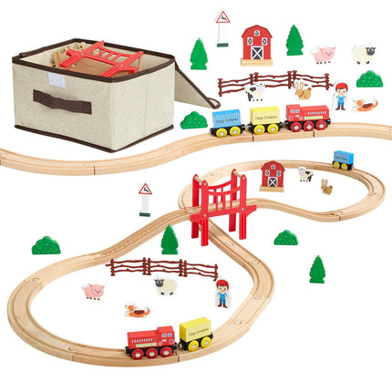 Wooden Train Track Set, 39-Piece, Magnetic, Compatible