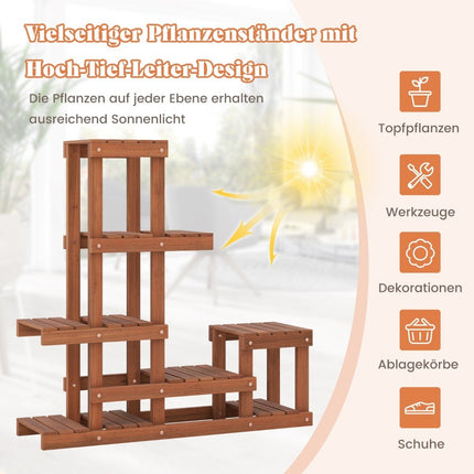 Koka augu plaukts ar 6 līmeņiem, puķu plaukts, puķu statīvs, puķu kāpnes 90 x 25 x 91,5 cm