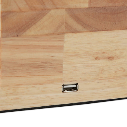 Koka galda lampa ar USB ligzdu
