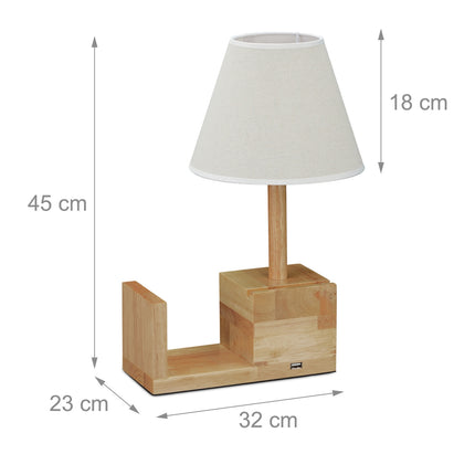Koka galda lampa ar USB ligzdu