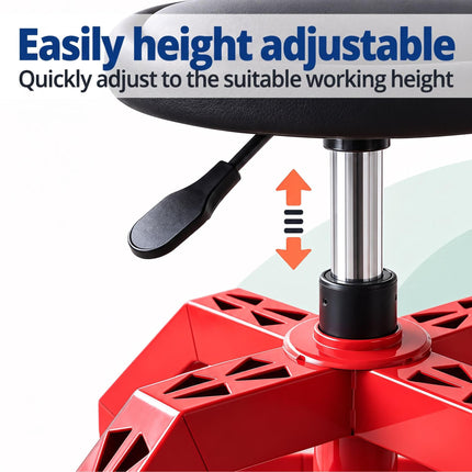 Workshop Stool with Backrest and Gas Lift 50–65 cm, Max 136 kg, Red