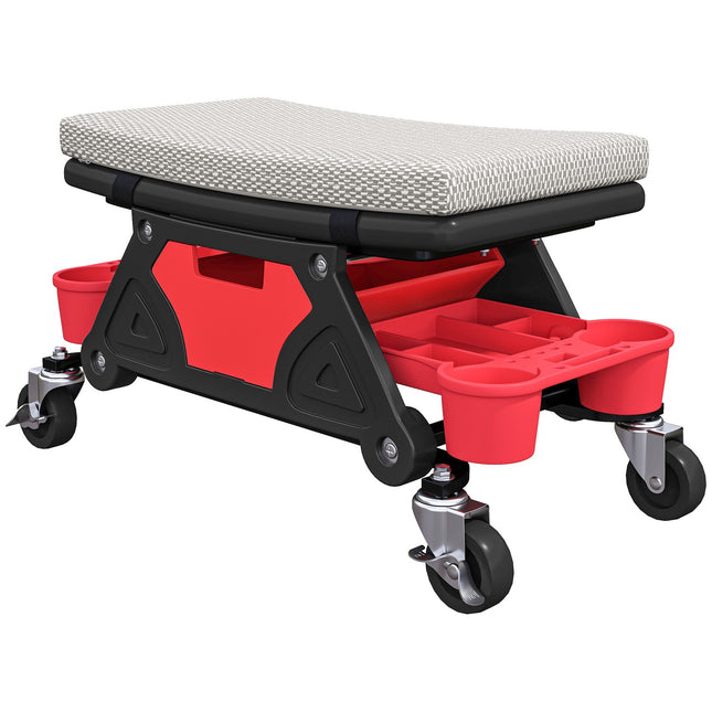 Darbnīcas krēsls ar riteņiem, uzglabāšanas virsmas augstums 35 cm, riteņkrēsls, kravnesība līdz 135 kg, pelēks