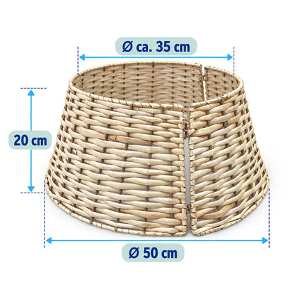 Woven Willow Christmas Tree Skirt, Three-Part Tree Collar, Natural