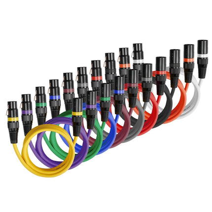XLR Microphone Cables 2 m, 10-Pack, Shielded 3-Pin