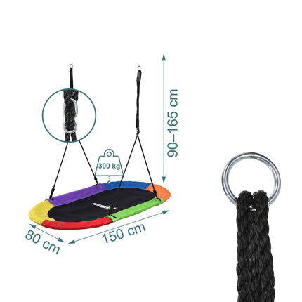XXL ovālas ligzdas šūpoles, 300 kg celtspēja, regulējams augstums