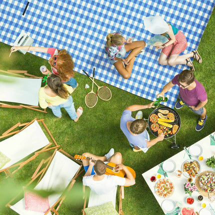 XXL piknika sega zili baltā rūtainā krāsā