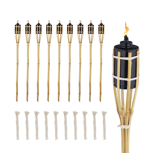 10 dārza lāpu komplekts, bambuss, 80 cm