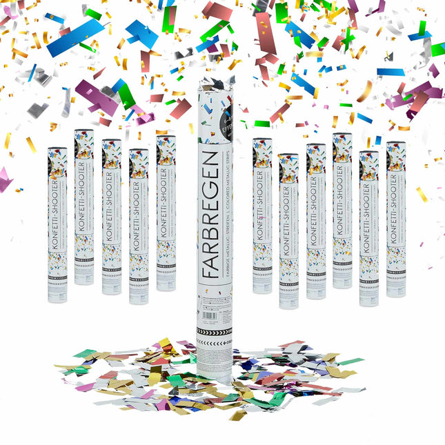 set of 12 Party Poppers "Colour Rain" 40 cm
