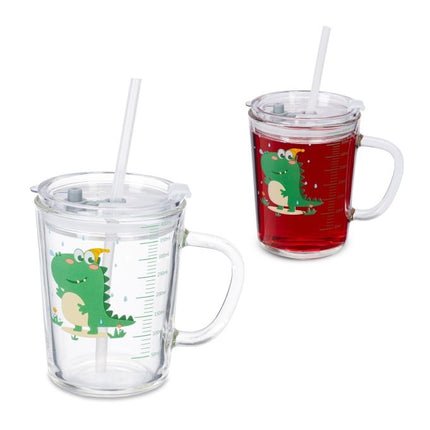 2 bērnu glāžu komplekts ar dinozauru motīviem