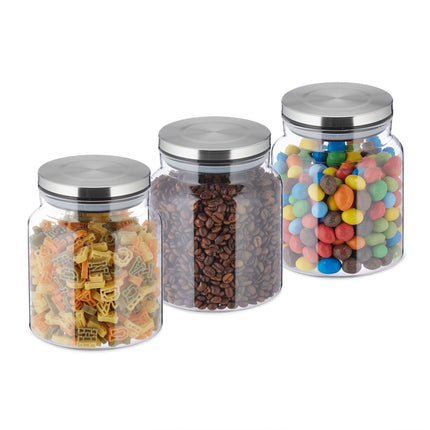 3 uzglabāšanas burku komplekts ar vākiem 1100 ml