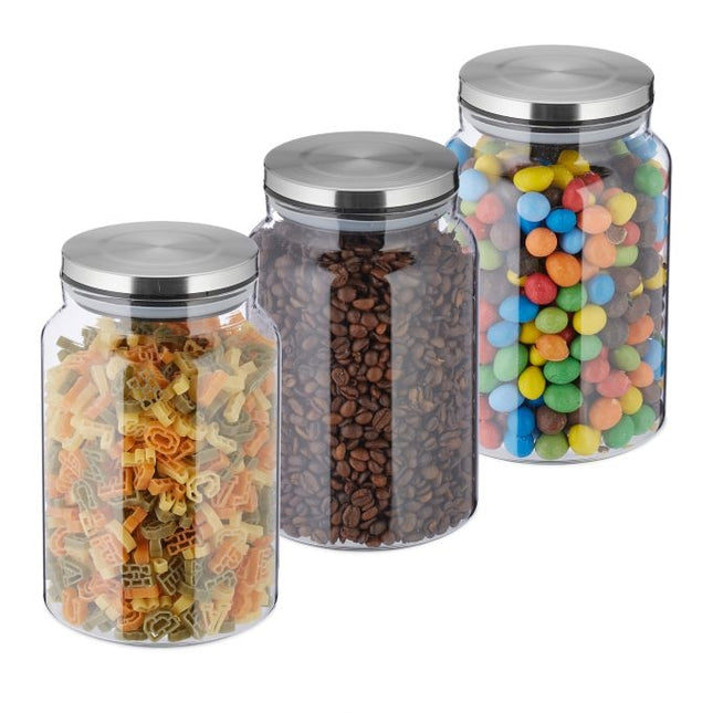 3 uzglabāšanas burku komplekts ar vākiem 1500 ml