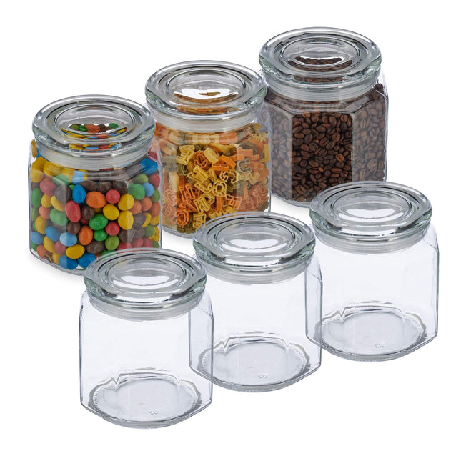 6 uzglabāšanas burku komplekts ar vākiem 1300 ml