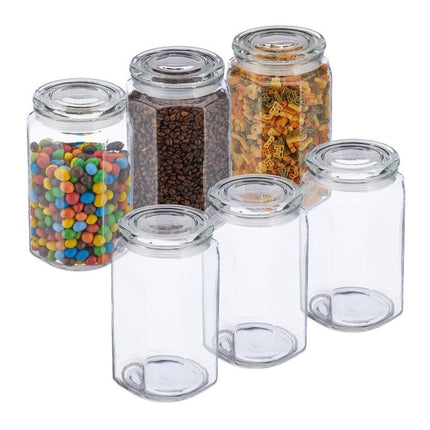 6 uzglabāšanas burku komplekts ar vākiem, 2400 ml