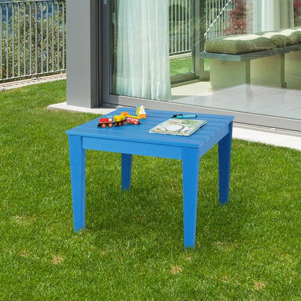 kvadrātveida bērnu galds, laikapstākļiem izturīgs, izturīgs spēļu galds, zils, 64,5 cm x 64,5 cm