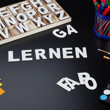 wooden letter set with 208 parts white